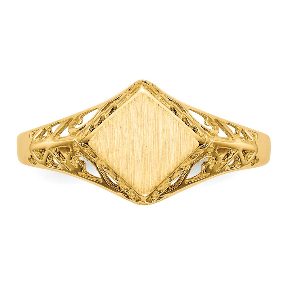 14k 8.5x8.0mm Square Open Back Signet Ring