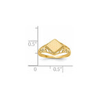 14k 8.5x8.0mm Square Open Back Signet Ring