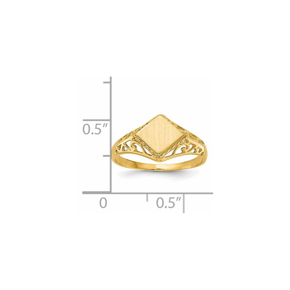 14k 8.5x8.0mm Square Open Back Signet Ring