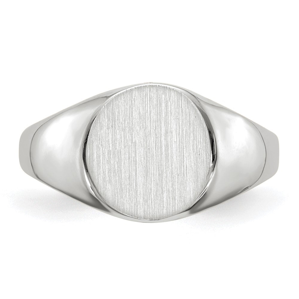 14k White Gold 9.0x9.0mm Round Closed Back Signet Ring