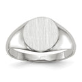 14k White Gold 9.0x9.0mm Round Closed Back Signet Ring
