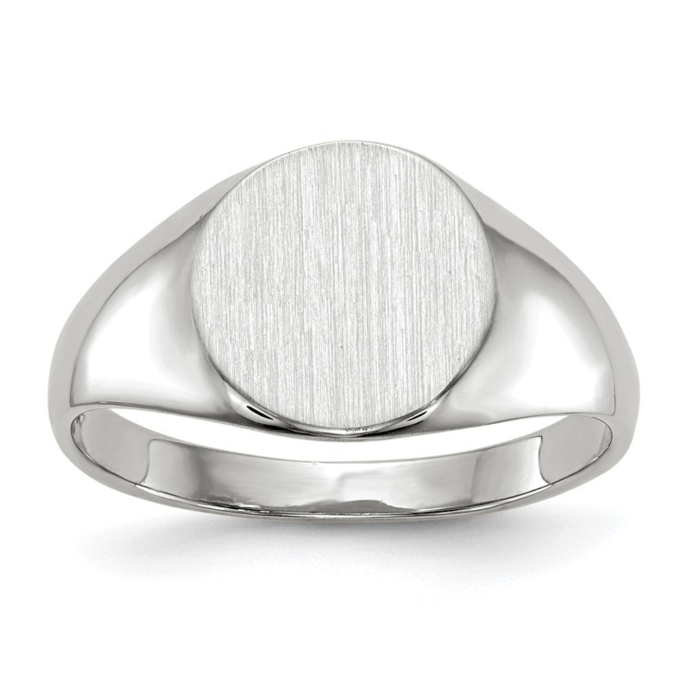 14k White Gold 9.0x9.0mm Round Closed Back Signet Ring
