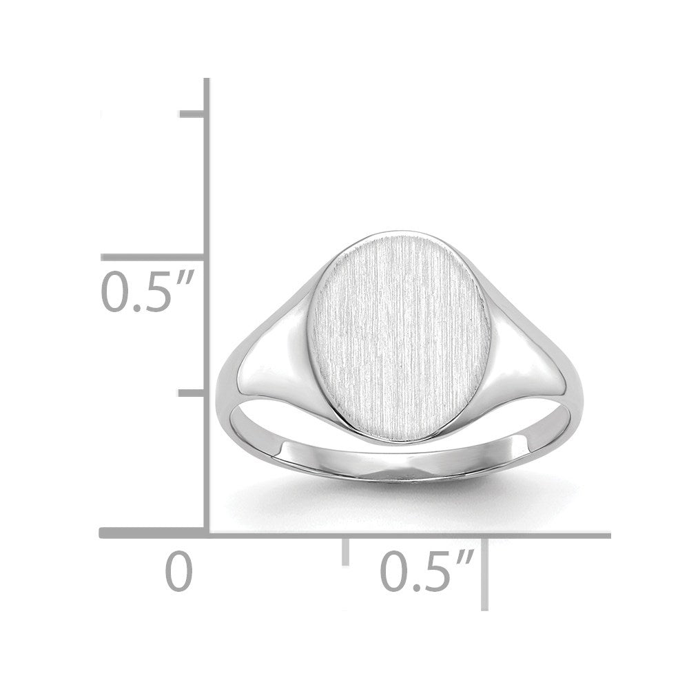 14k White Gold 9.0x10.0mm Oval Closed Back Signet Ring