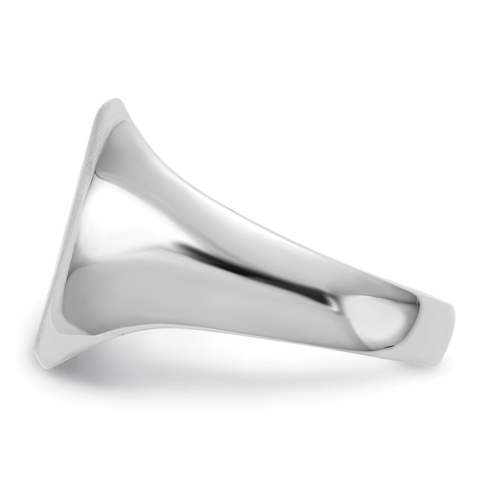 14k White Gold 11.5x15.0mm Oval Closed Back Mens Signet Ring