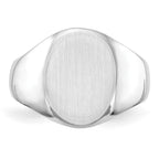 14k White Gold 11.5x15.0mm Oval Closed Back Mens Signet Ring