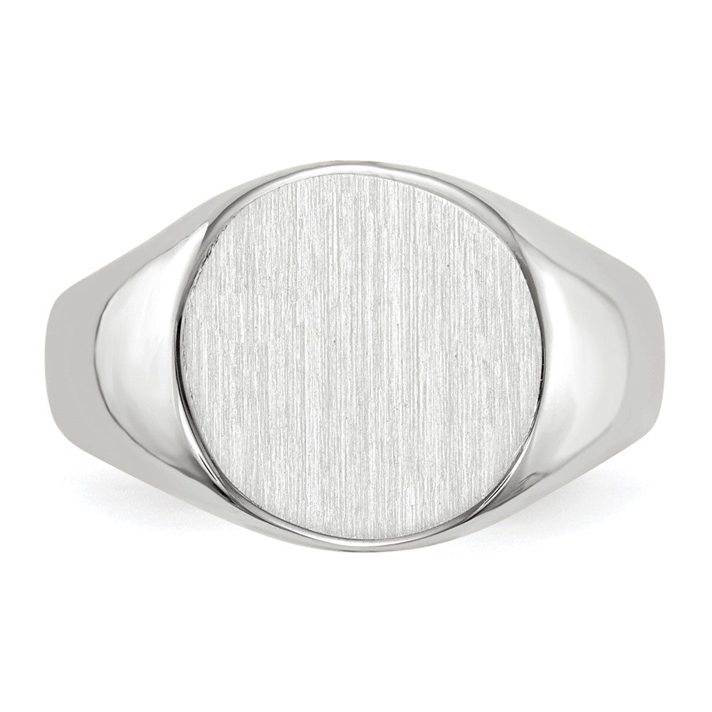 14k White Gold 10.5x10.5mm Round Closed Back Signet Ring