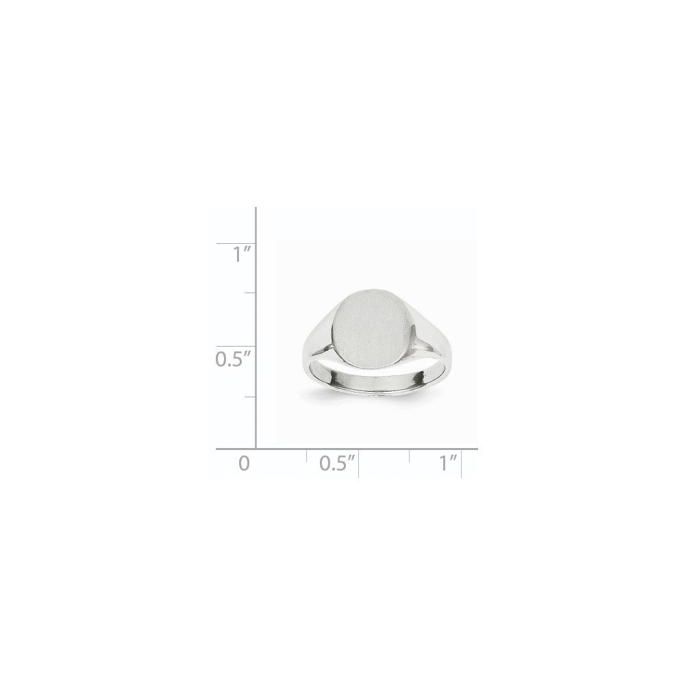 14k White Gold 10.5x10.5mm Round Closed Back Signet Ring