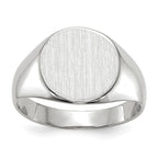 14k White Gold 10.5x10.5mm Round Closed Back Signet Ring