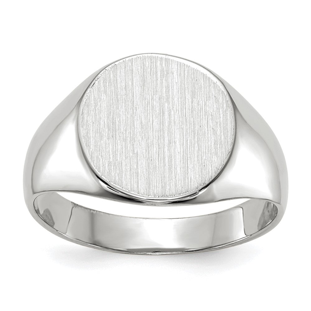 14k White Gold 10.5x10.5mm Round Closed Back Signet Ring