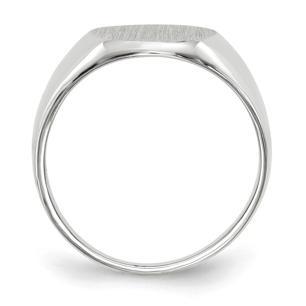 14k White Gold 10.0x11.5mm Oval Closed Back Signet Ring