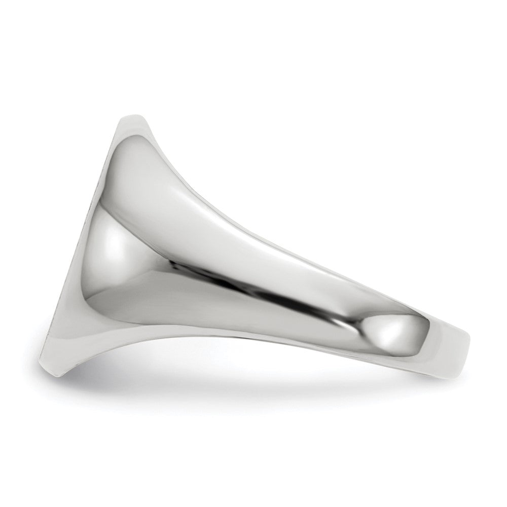 14k White Gold 10.0x11.5mm Oval Closed Back Signet Ring