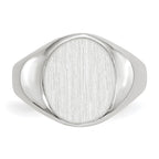14k White Gold 10.0x11.5mm Oval Closed Back Signet Ring