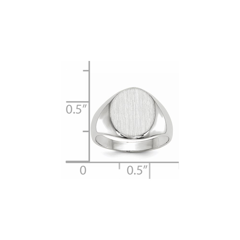 14k White Gold 10.0x11.5mm Oval Closed Back Signet Ring
