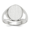 14k White Gold 10.0x11.5mm Oval Closed Back Signet Ring