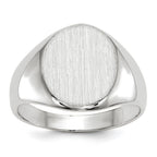 14k White Gold 10.0x11.5mm Oval Closed Back Signet Ring