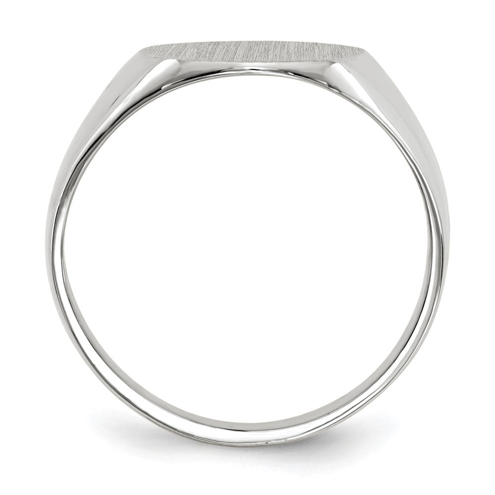 14k White Gold 12.0x12.5mm Oval Closed Back Signet Ring