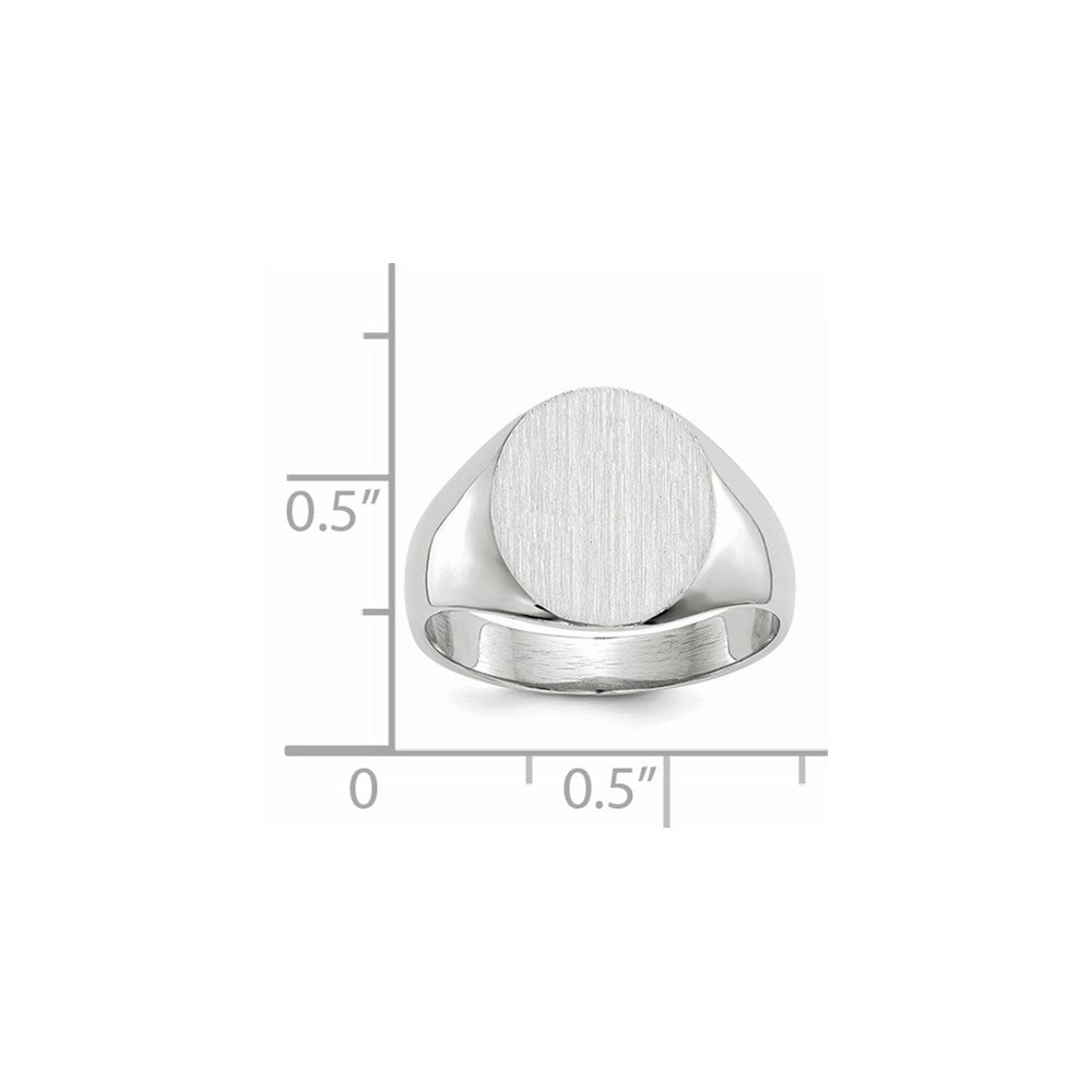 14k White Gold 12.0x12.5mm Oval Closed Back Signet Ring