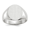 14k White Gold 12.0x12.5mm Oval Closed Back Signet Ring
