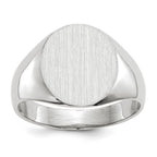 14k White Gold 12.0x12.5mm Oval Closed Back Signet Ring