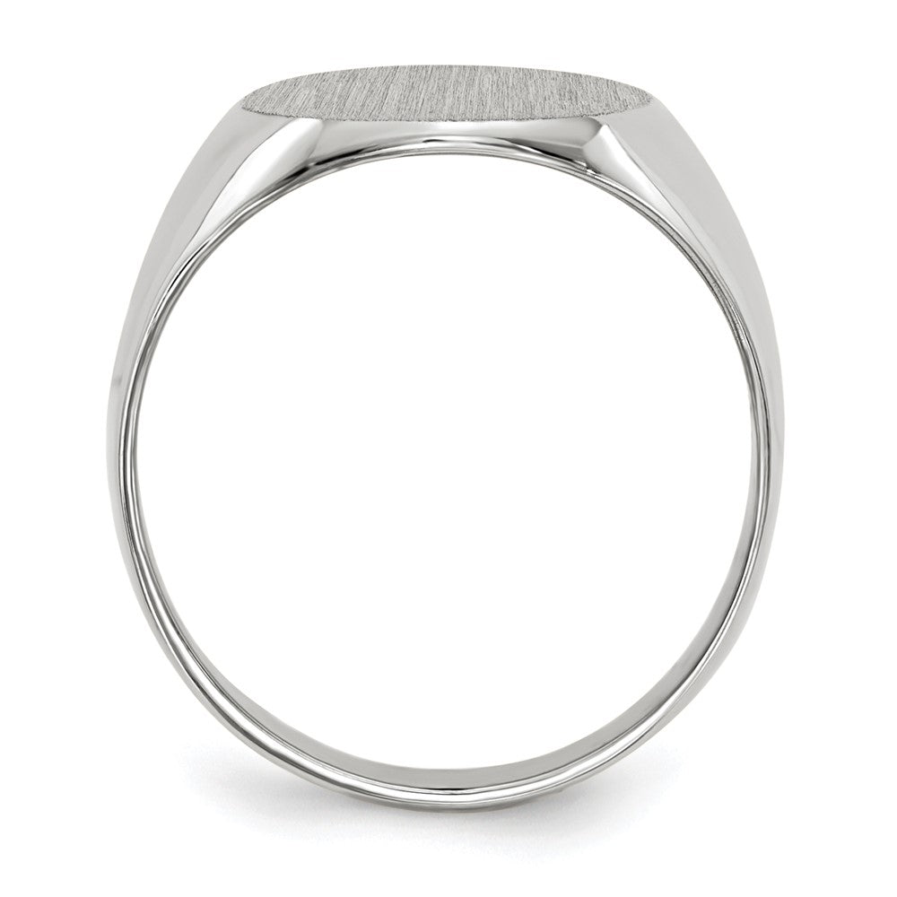 14k White Gold 12.5x13.5mm Oval Closed Back Signet Ring