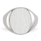 14k White Gold 12.5x13.5mm Oval Closed Back Signet Ring