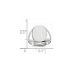 14k White Gold 12.5x13.5mm Oval Closed Back Signet Ring