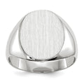 14k White Gold 12.5x13.5mm Oval Closed Back Signet Ring