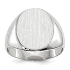 14k White Gold 12.5x13.5mm Oval Closed Back Signet Ring