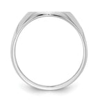 14k White Gold 12.5x15.0xmm Oval Closed Back Signet Ring