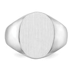 14k White Gold 12.5x15.0xmm Oval Closed Back Signet Ring