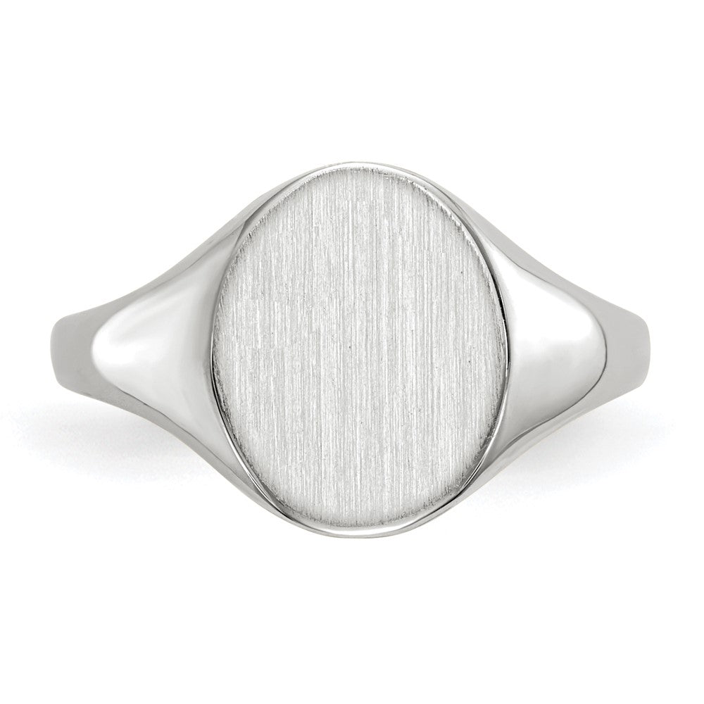 14k White Gold 9.0x10.0mm Oval Open Back Signet Ring