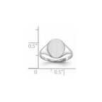 14k White Gold 9.0x10.0mm Oval Open Back Signet Ring