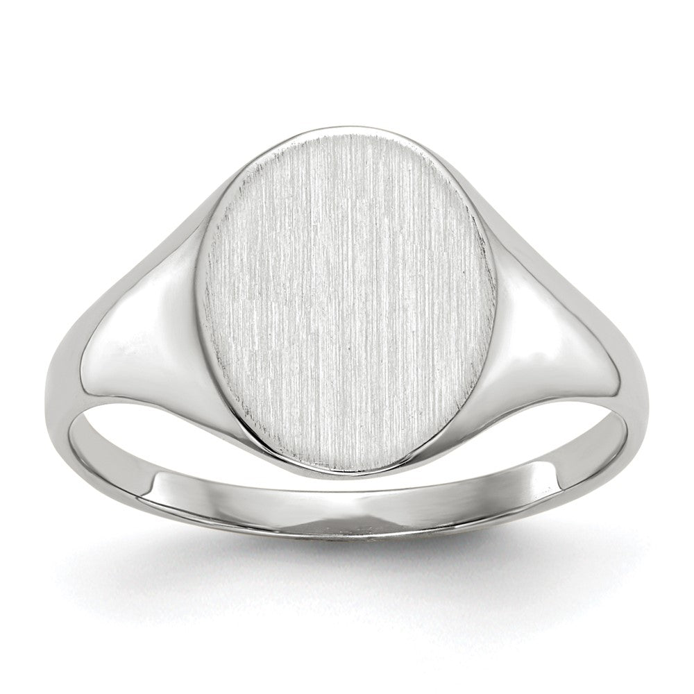 14k White Gold 9.0x10.0mm Oval Open Back Signet Ring