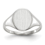 14k White Gold 9.0x10.0mm Oval Open Back Signet Ring