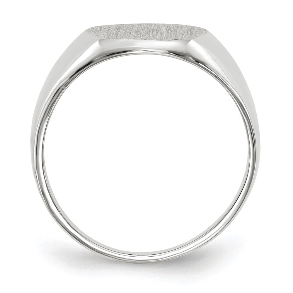 14k White Gold 11.0x12.5mm Oval Open Back Signet Ring