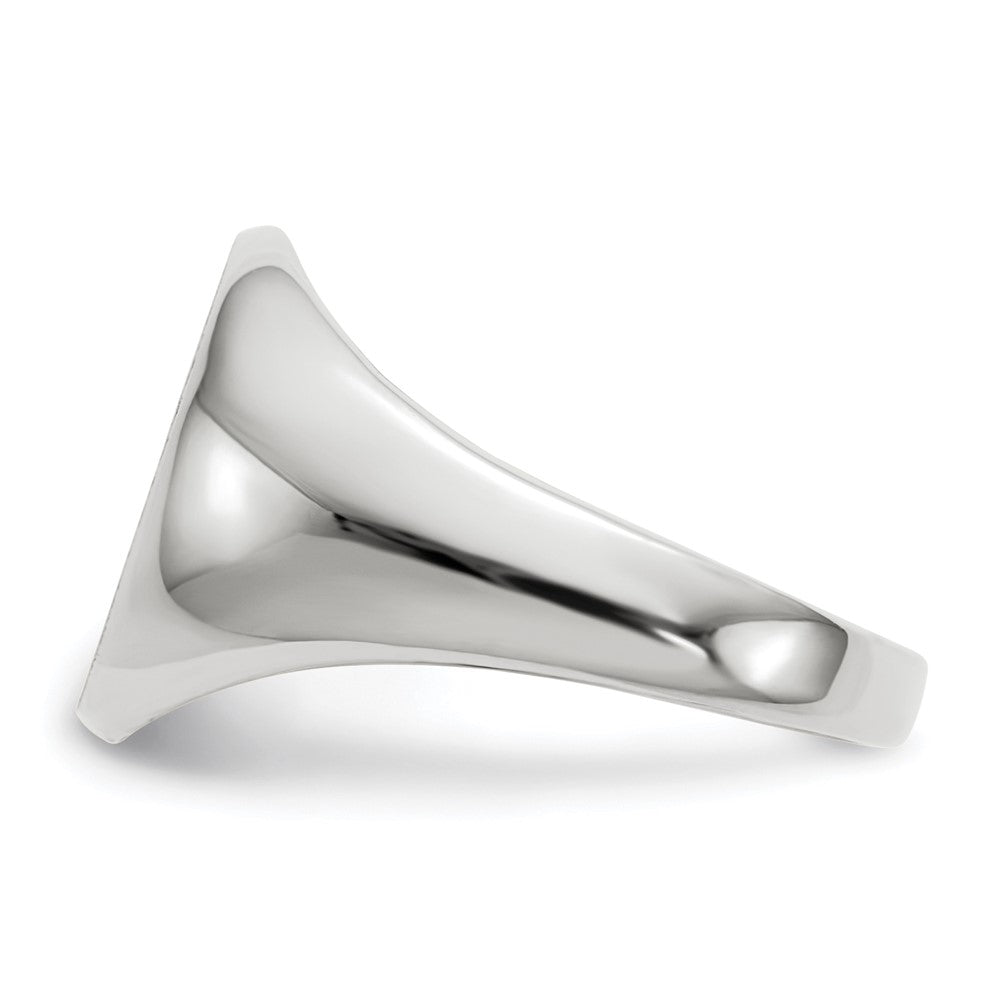 14k White Gold 11.0x12.5mm Oval Open Back Signet Ring