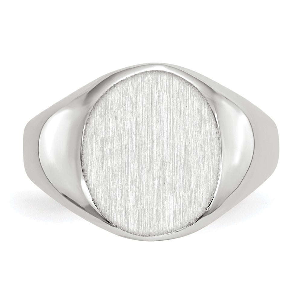 14k White Gold 11.0x12.5mm Oval Open Back Signet Ring