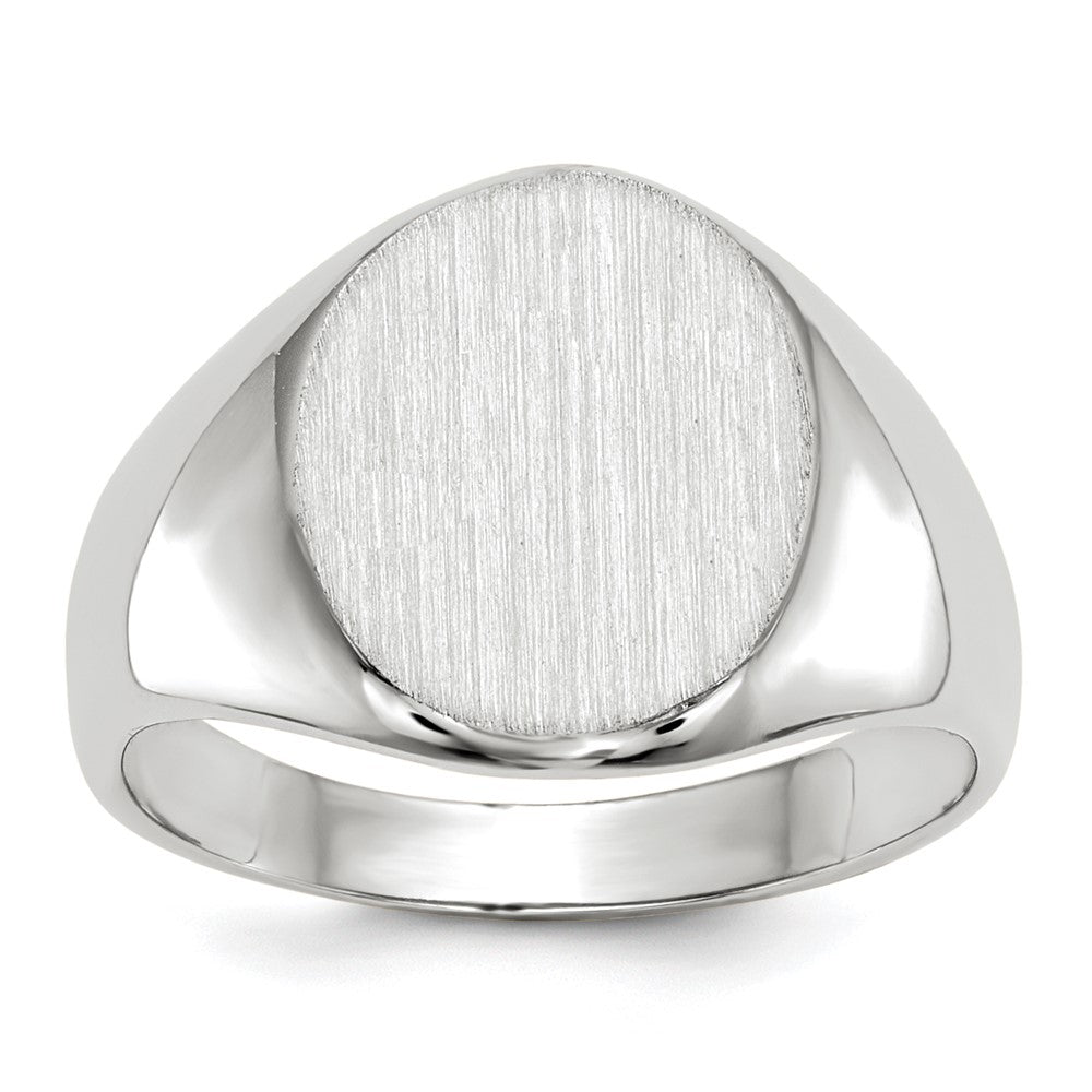 14k White Gold 11.0x12.5mm Oval Open Back Signet Ring