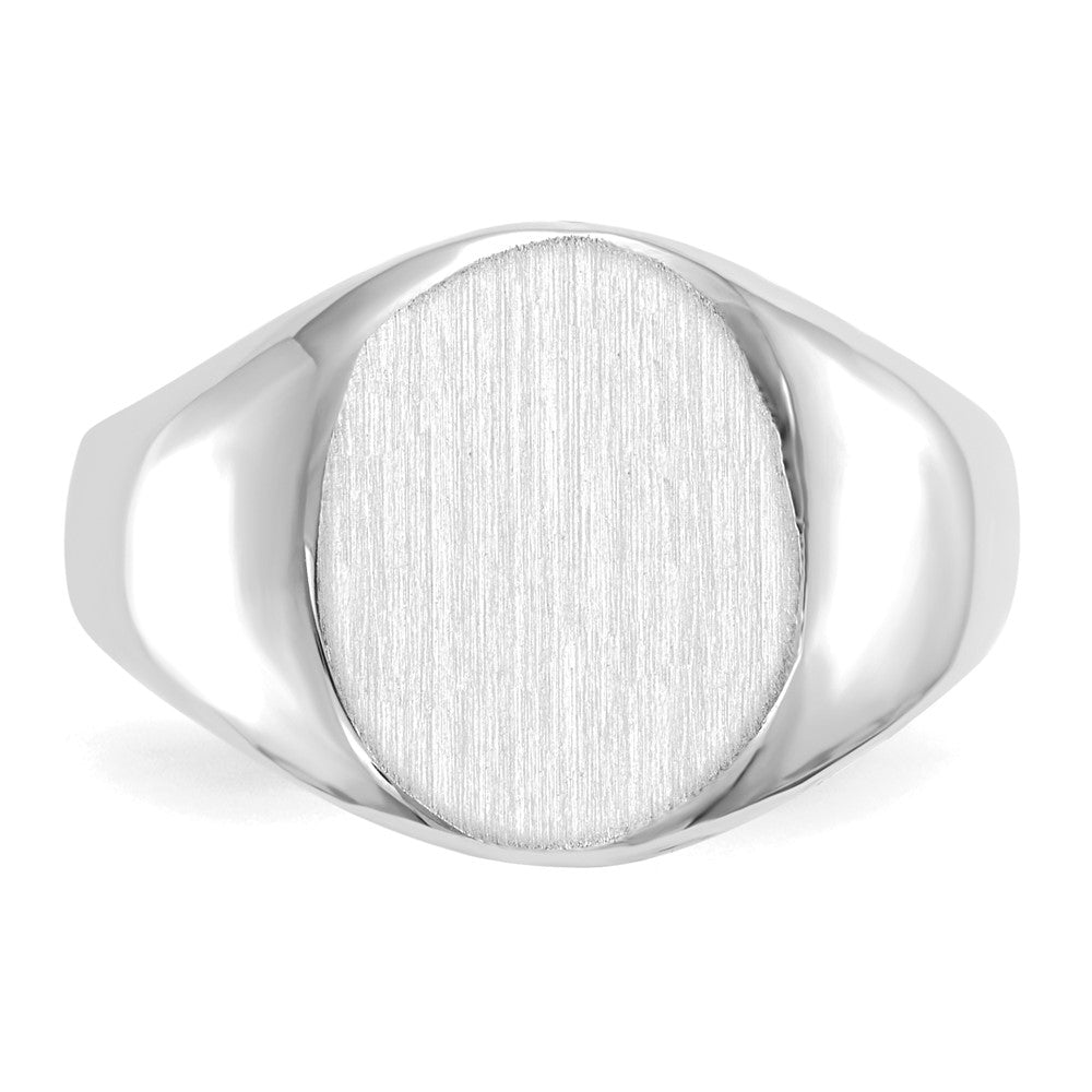14k White Gold 11.0x13.0mm Oval Open Back Signet Ring