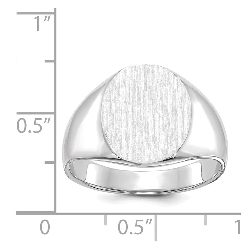 14k White Gold 13.0x15.5mm Oval Open Back Signet Ring