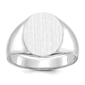 14k White Gold 13.0x15.5mm Oval Open Back Signet Ring