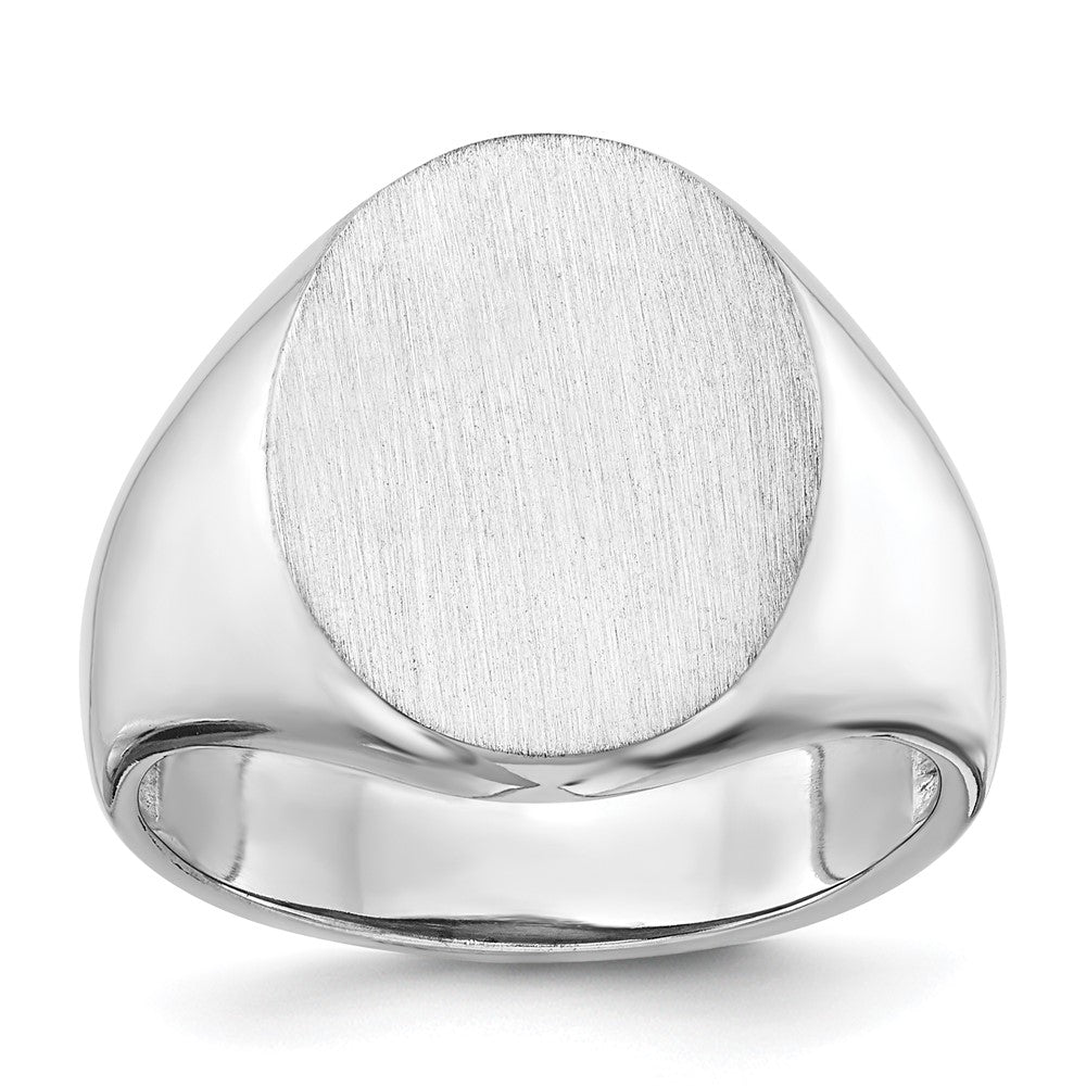 14k White Gold 14.5x18.0mm Oval Open Back Mens Signet Ring