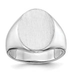 14k White Gold 14.5x18.0mm Oval Open Back Mens Signet Ring