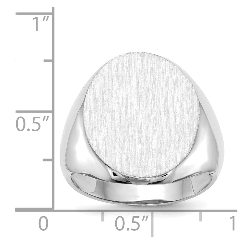 14k White Gold 16.0x20.5mm Oval Open Back Signet Ring
