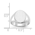 14k White Gold 11.0x13.0mm Oval Closed Back Signet Ring