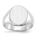 14k White Gold 11.0x13.0mm Oval Closed Back Signet Ring