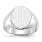 14k White Gold 11.0x13.0mm Oval Closed Back Signet Ring
