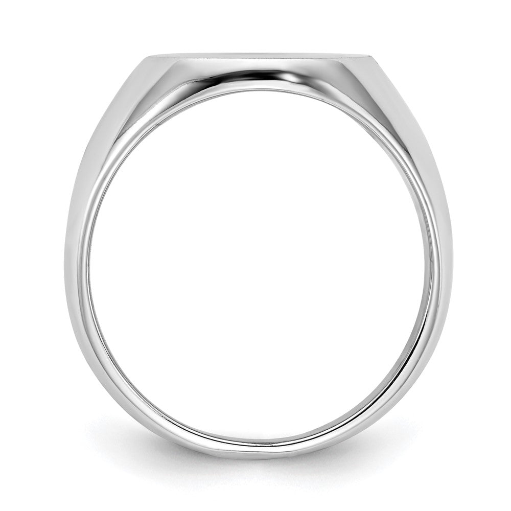 14k White Gold 13.5x14.0mm Oval Closed Back Signet Ring
