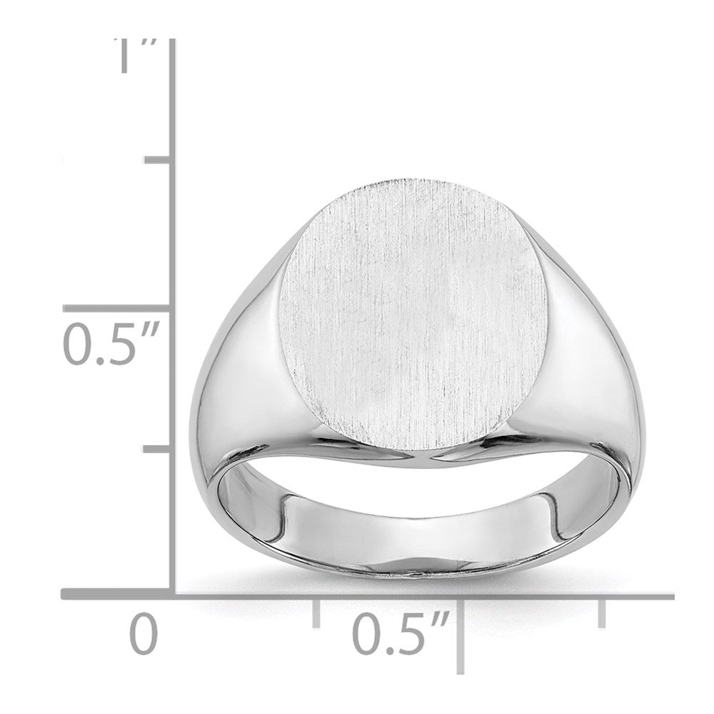 14k White Gold 13.5x14.0mm Oval Closed Back Signet Ring
