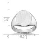 14k White Gold 13.5x14.0mm Oval Closed Back Signet Ring